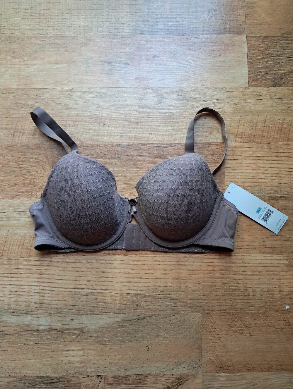 NWT Jones NY Women’s Padded Lace-Textured T-Shirt Bra — Brown